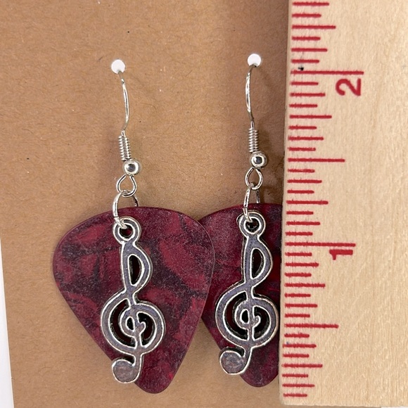Guitar Pick Custom Earrings with Music Charm - Picture 3 of 4